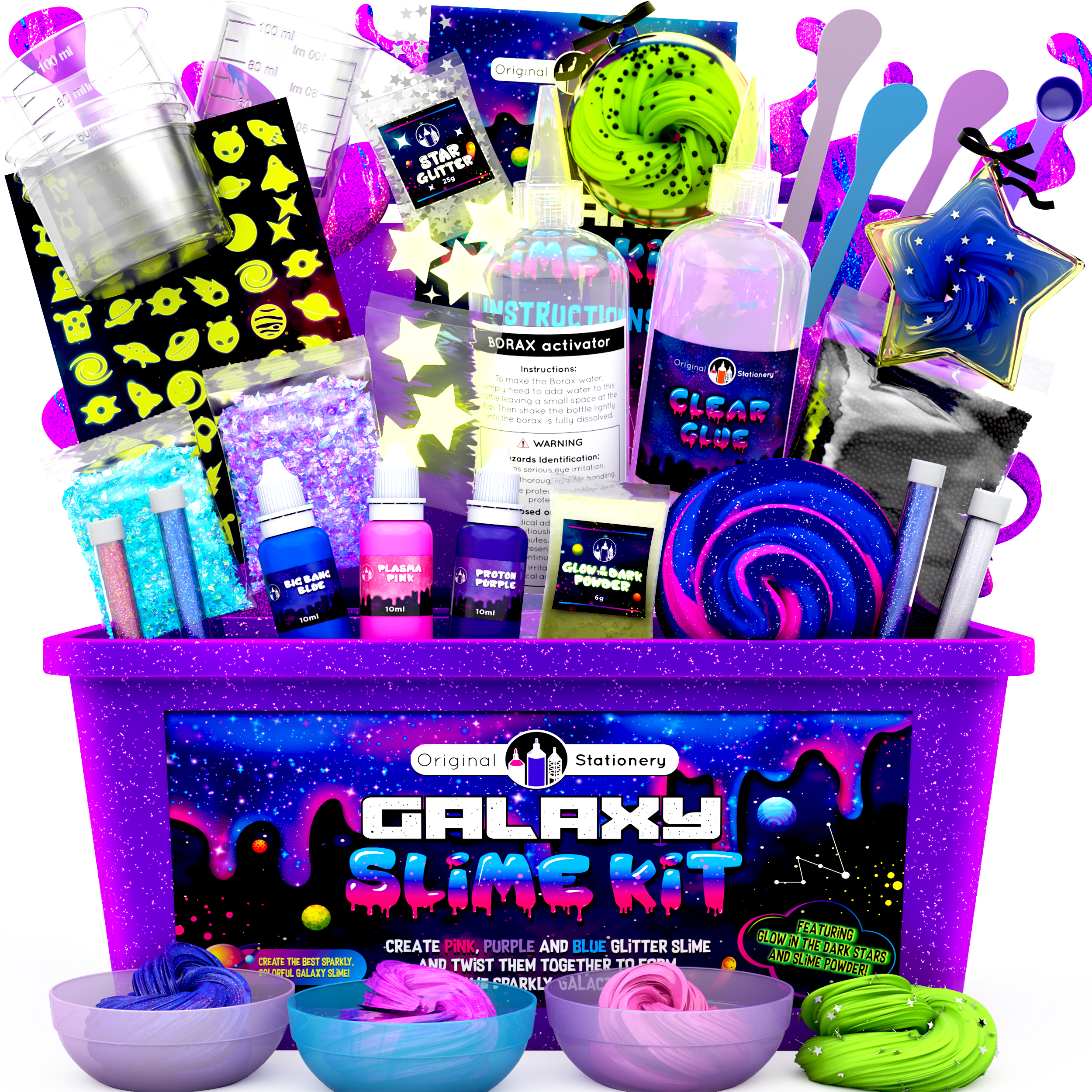Pigment Making Slime for Girls and Boys Sequins Original Stationery Slime Supplies Stuff Rainbow Kit add ins Kit Supplies Floam and Fishbowl Beads No Glue Or Activator Included. Flake Glitter 