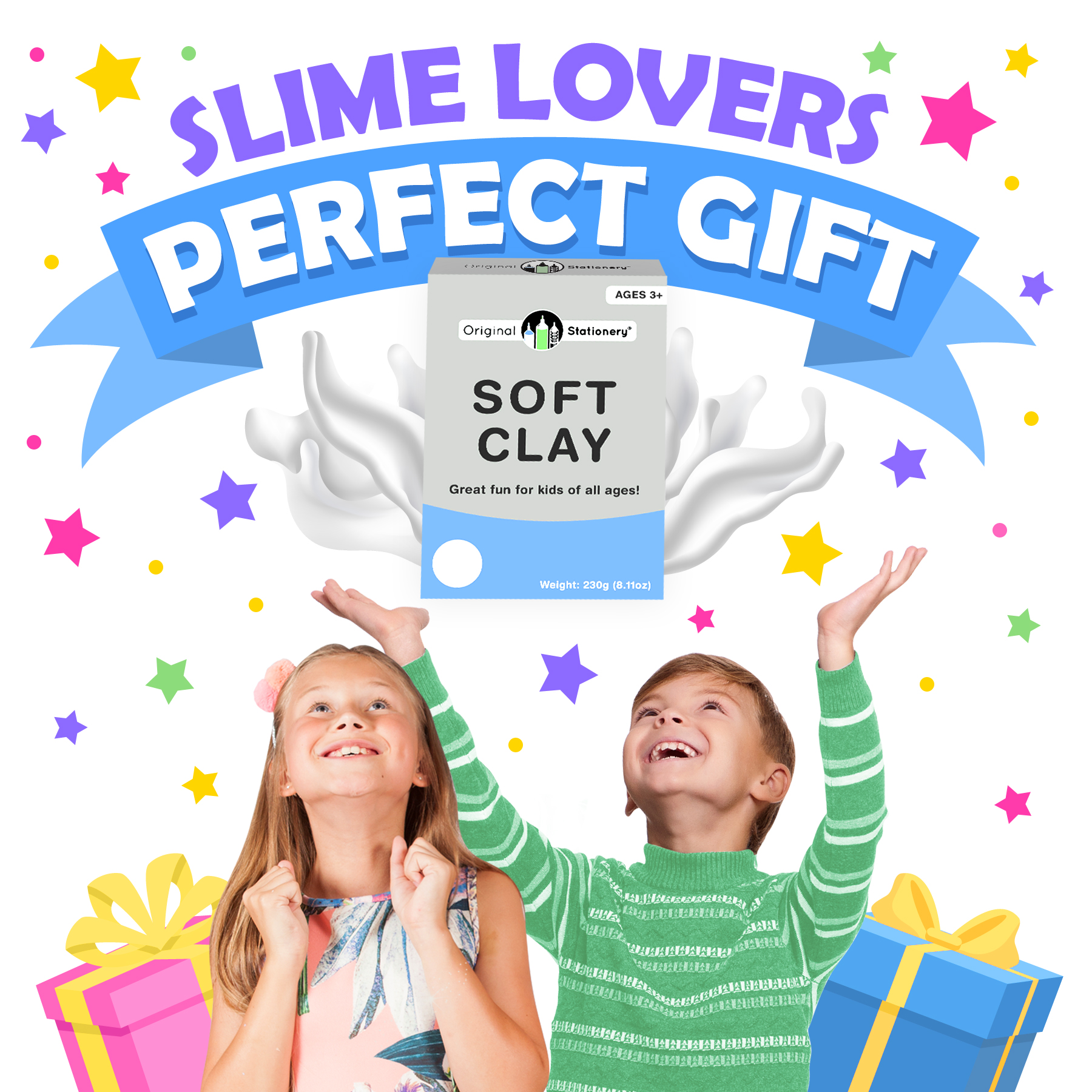 Original Stationery Soft Clay for Slime Supplies, Modeling Foam Clay & White Clay for Kids, Add to Glue & Shaving Foam to Make Butter Slime,1.3 lbs/