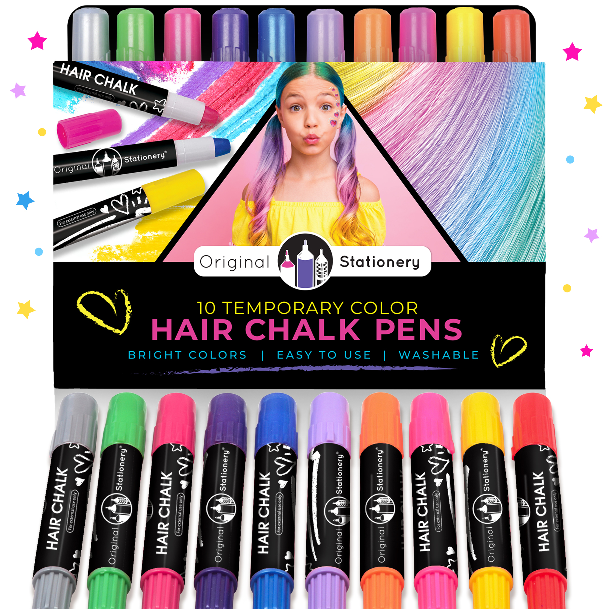 10 Hair Chalk Pens – Original Stationery
