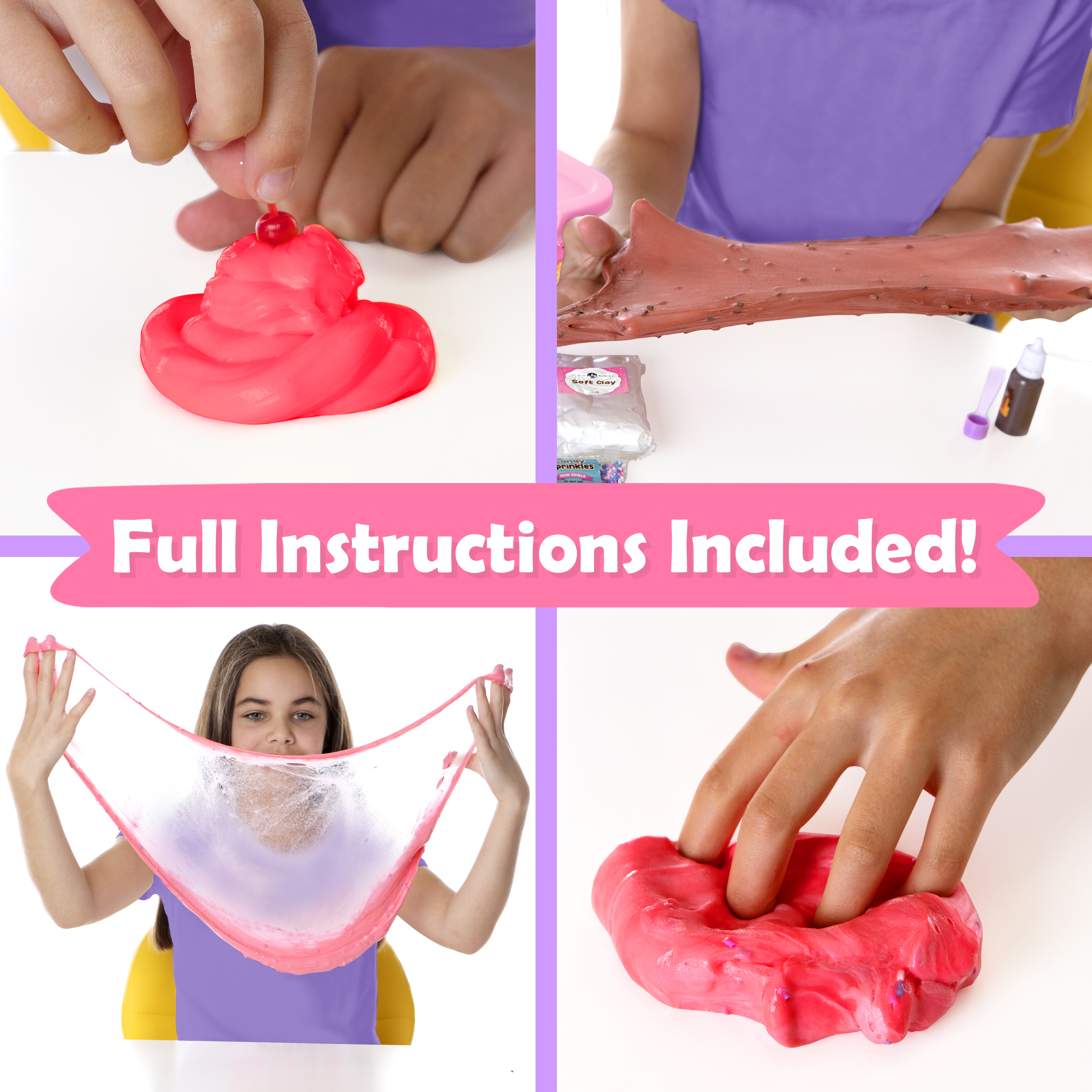 Original Stationery original stationery fluffy slime kit for girls  everything in one box to make ice cream slimes, make fluffy, butter, cloud  & f