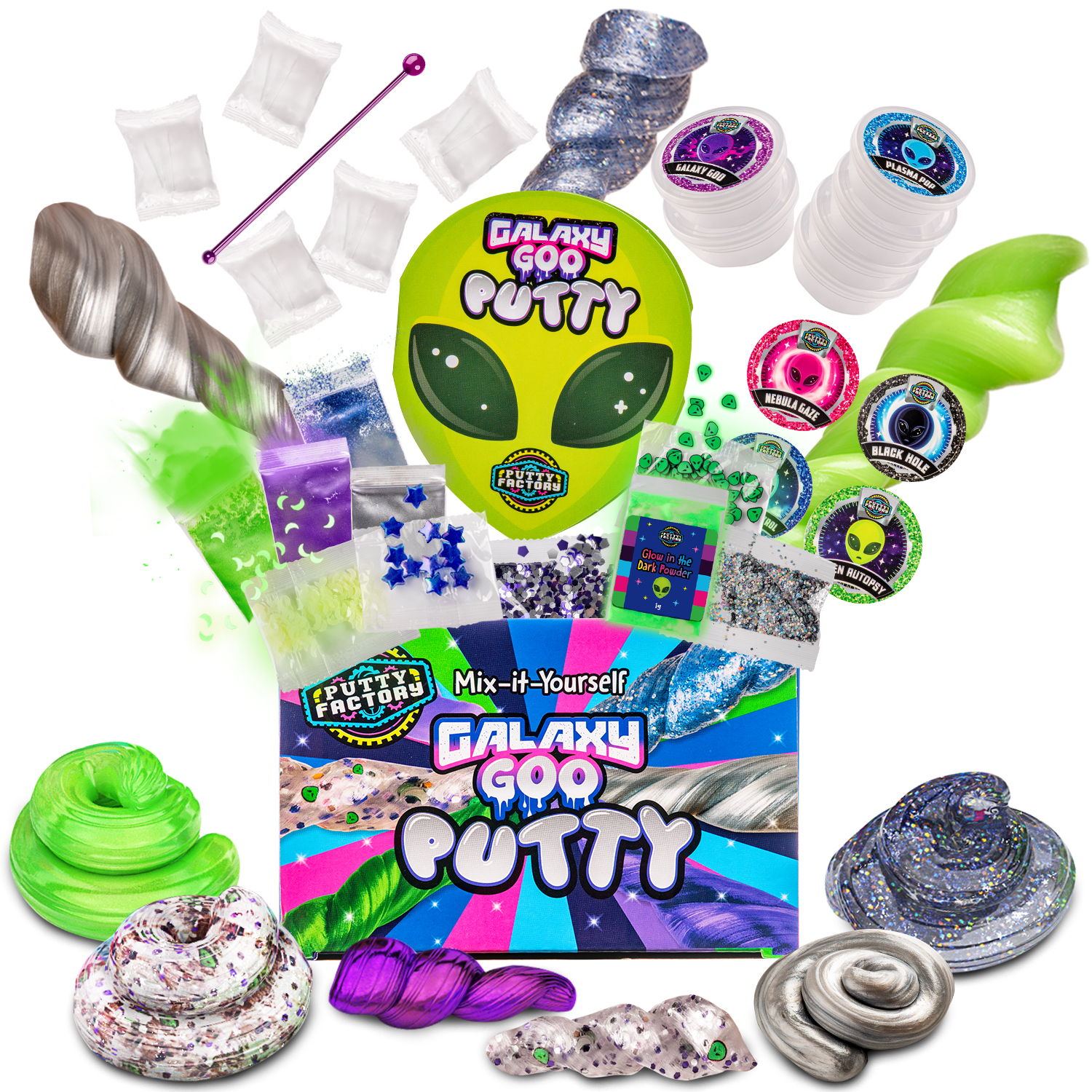 Original Stationery Galaxy Space Goo, Glow in The Dark DIY Space Putty, 29  Piece Therapy Putty with Glow in The Dark Goo Kit, Kids Stress Relief Putty  : Health & Household 