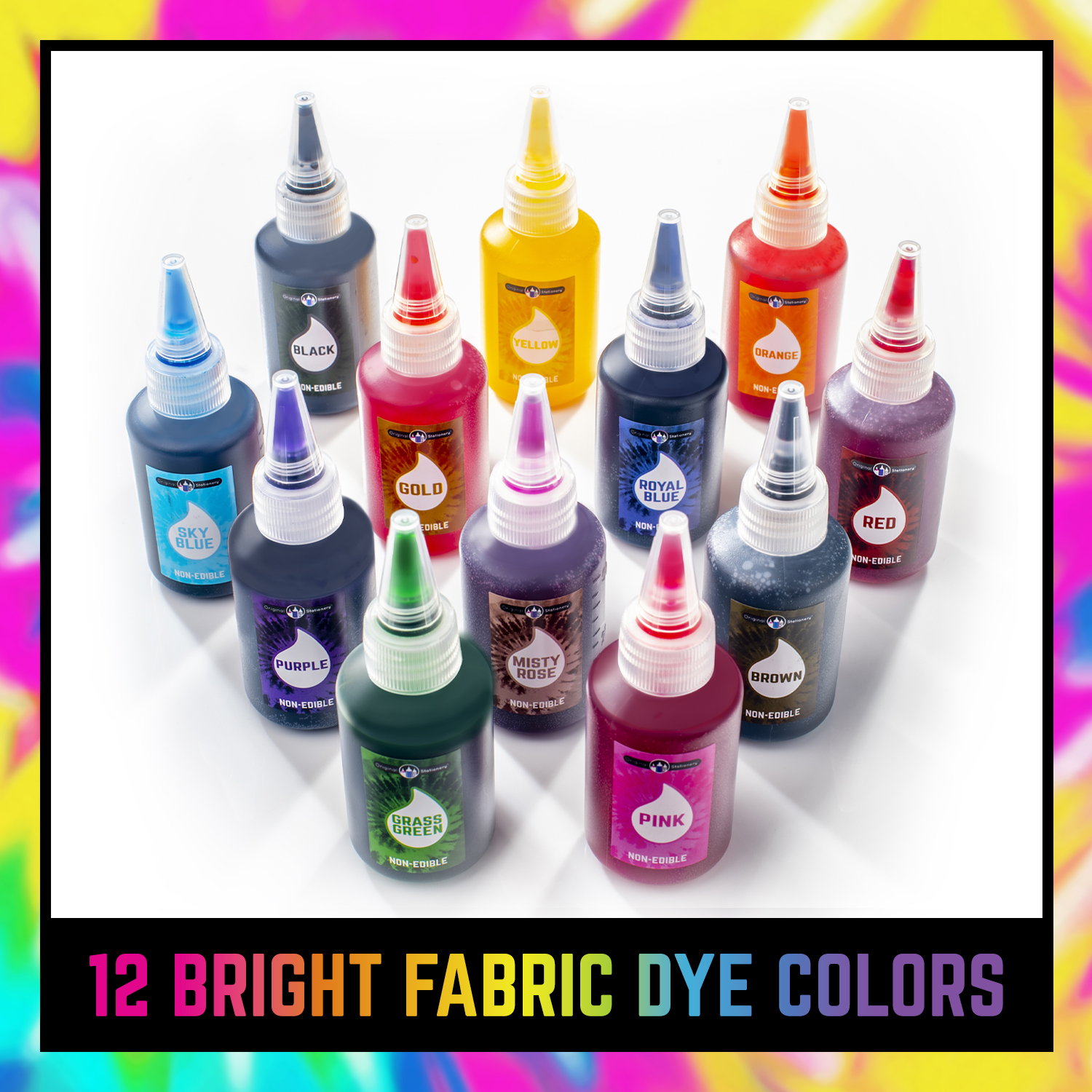 Tie Dye Monogram Stationery- Rainbow - Brake Ink Stationery