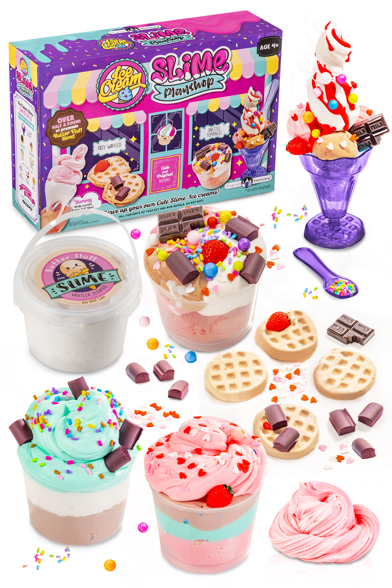 Original Stationery Ice Cream Slime Kit Playshop to Make Fun Pink
